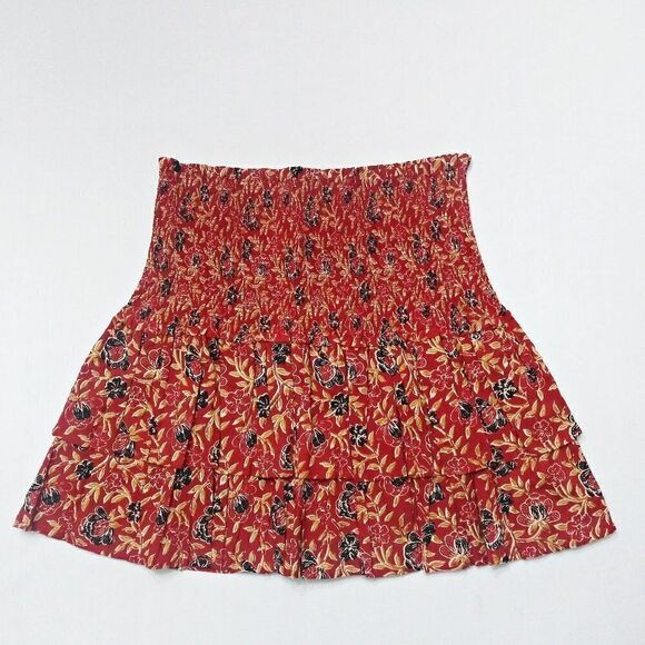 ALIX OF BOHEMIA Floral Maria Carnelian Smocked Layered Mini Skirt/Top Sz M NWT - Picture 5 of 14